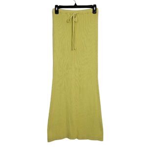 New Sabo Skirt Knit Ribbed Midi Maxi Skirt Sz 4 Lime Green Stretchy‎ Cotton Sexy